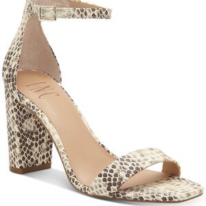 INC International Concepts Snakeskin Heels - Cream and Brown